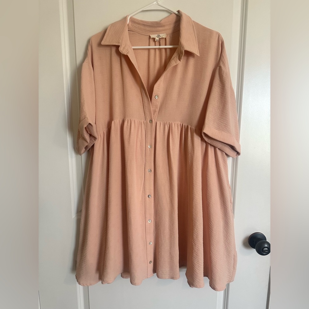 Entro Peach Button-Down Mini Dress